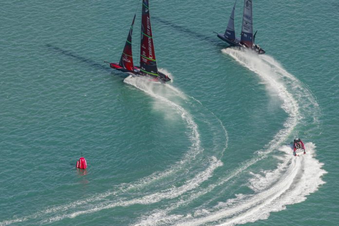 AC201217cb_21436 17/12/20 - Auckland (NZL) 36th America’s Cup presented by Prada Race Day 1 Emirates Team New Zealand, New York Yacht Club American Magic