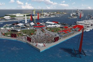 02/12/2014, New York (USA), 35th America's Cup, Venue Announcement Press Conference, Bermuda America's Cup Village Rendering, Sea Front.