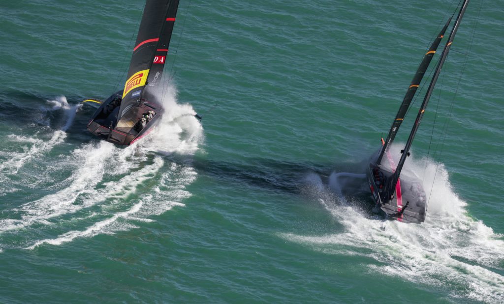 17/12/20 - Auckland (NZL) 36th America’s Cup presented by Prada Race Day 1 Ineos Team UK, Luna Rossa Prada Pirelli Team